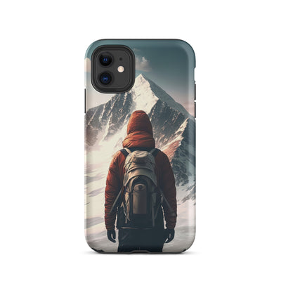 Wanderer von hinten vor einem Berg - Malerei - iPhone Schutzhülle (robust) berge xxx iPhone 11