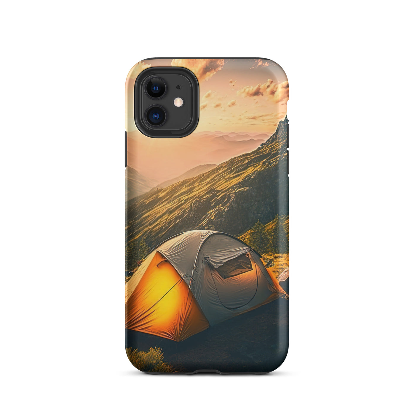 Zelt auf Berg im Sonnenaufgang - Landschafts - iPhone Schutzhülle (robust) camping xxx iPhone 11