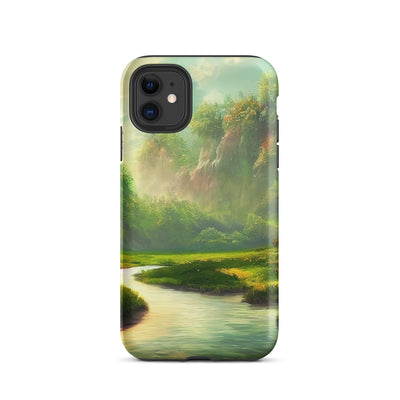 Bach im tropischen Wald - Landschaftsmalerei - iPhone Schutzhülle (robust) camping xxx iPhone 11