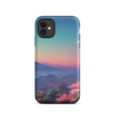 Berg und Wald mit pinken Bäumen - Landschaftsmalerei - iPhone Schutzhülle (robust) berge xxx iPhone 11