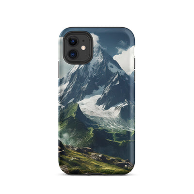 Gigantischer Berg - Landschaftsmalerei - iPhone Schutzhülle (robust) berge xxx iPhone 11