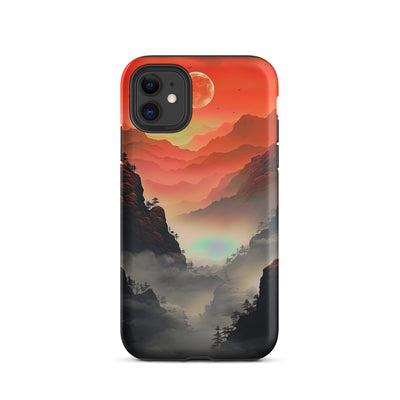 Gebirge, rote Farben und Nebel - Episches Kunstwerk - iPhone Schutzhülle (robust) berge xxx iPhone 11