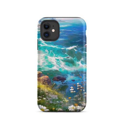 Berge, Blumen, Fluss und Steine - Malerei - iPhone Schutzhülle (robust) camping xxx iPhone 11