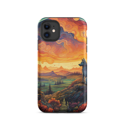 Hund auf Felsen - Epische bunte Landschaft - Malerei - iPhone Schutzhülle (robust) camping xxx iPhone 11