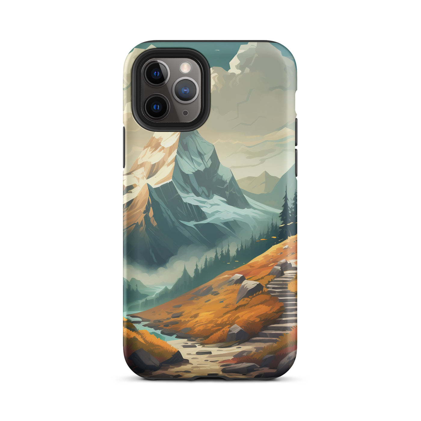 Berge, Wald und Wanderweg - Malerei - iPhone Schutzhülle (robust) berge xxx iPhone 11 Pro