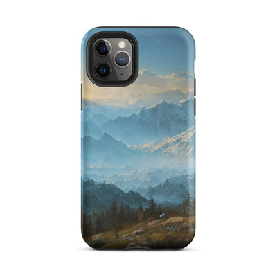 Schöne Berge mit Nebel bedeckt - Ölmalerei - iPhone Schutzhülle (robust) berge xxx iPhone 11 Pro