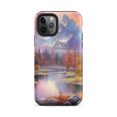 Landschaftsmalerei - Berge, Bäume, Bergsee und Herbstfarben - iPhone Schutzhülle (robust) berge xxx iPhone 11 Pro