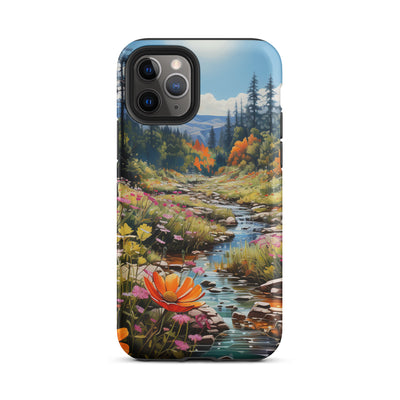 Berge, schöne Blumen und Bach im Wald - iPhone Schutzhülle (robust) berge xxx iPhone 11 Pro