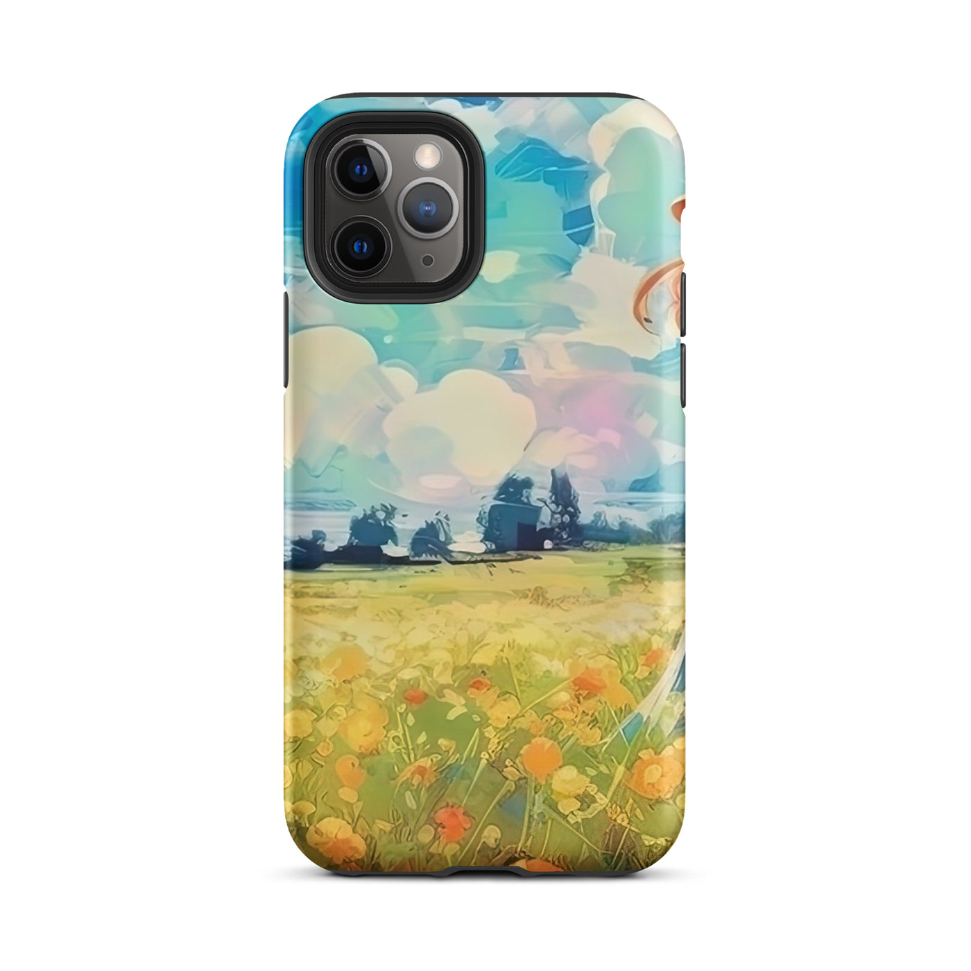 Dame mit Hut im Feld mit Blumen - Landschaftsmalerei - iPhone Schutzhülle (robust) camping xxx iPhone 11 Pro