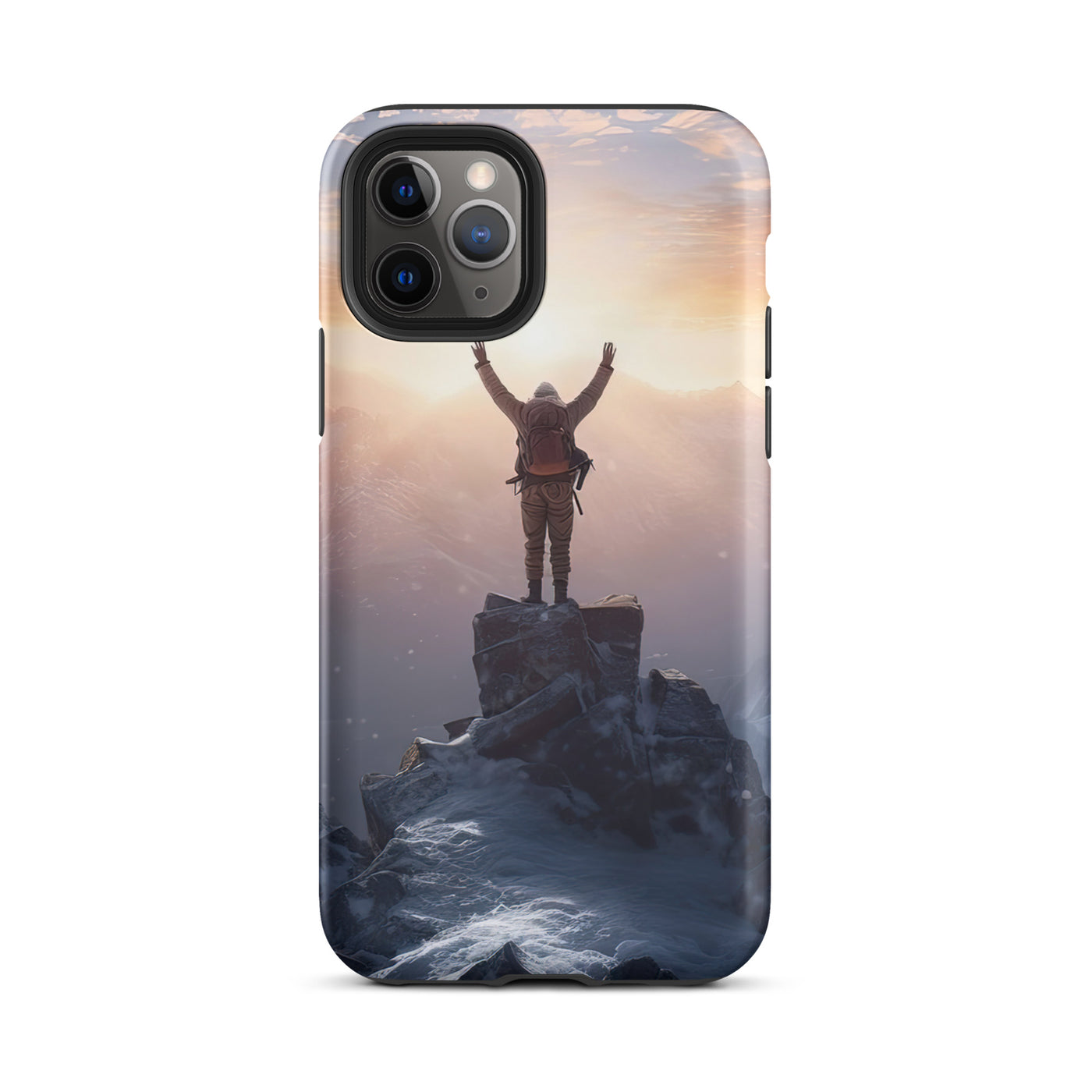 Mann auf der Spitze eines Berges - Landschaftsmalerei - iPhone Schutzhülle (robust) berge xxx iPhone 11 Pro