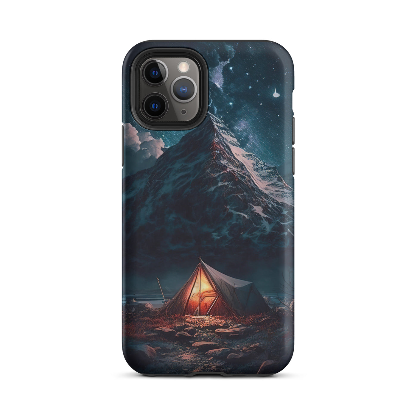 Zelt und Berg in der Nacht - Sterne am Himmel - Landschaftsmalerei - iPhone Schutzhülle (robust) camping xxx iPhone 11 Pro