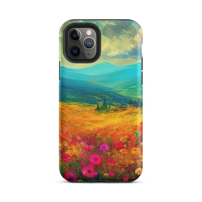 Berglandschaft und schöne farbige Blumen - Malerei - iPhone Schutzhülle (robust) berge xxx iPhone 11 Pro