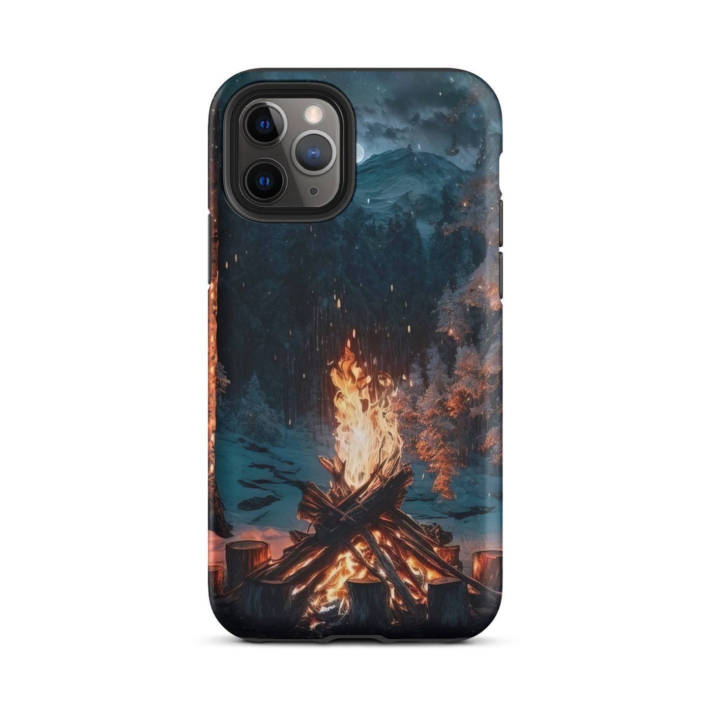Lagerfeuer beim Camping - Wald mit Schneebedeckten Bäumen - Malerei - iPhone Schutzhülle (robust) camping xxx iPhone 11 Pro