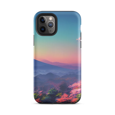 Berg und Wald mit pinken Bäumen - Landschaftsmalerei - iPhone Schutzhülle (robust) berge xxx iPhone 11 Pro