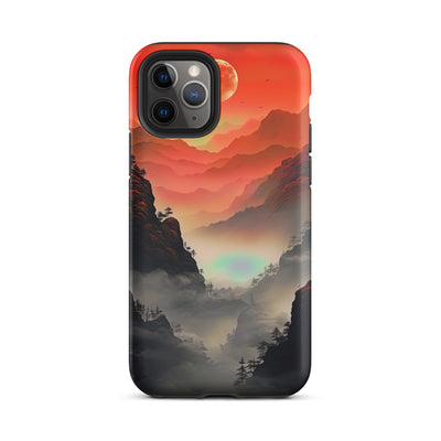 Gebirge, rote Farben und Nebel - Episches Kunstwerk - iPhone Schutzhülle (robust) berge xxx iPhone 11 Pro