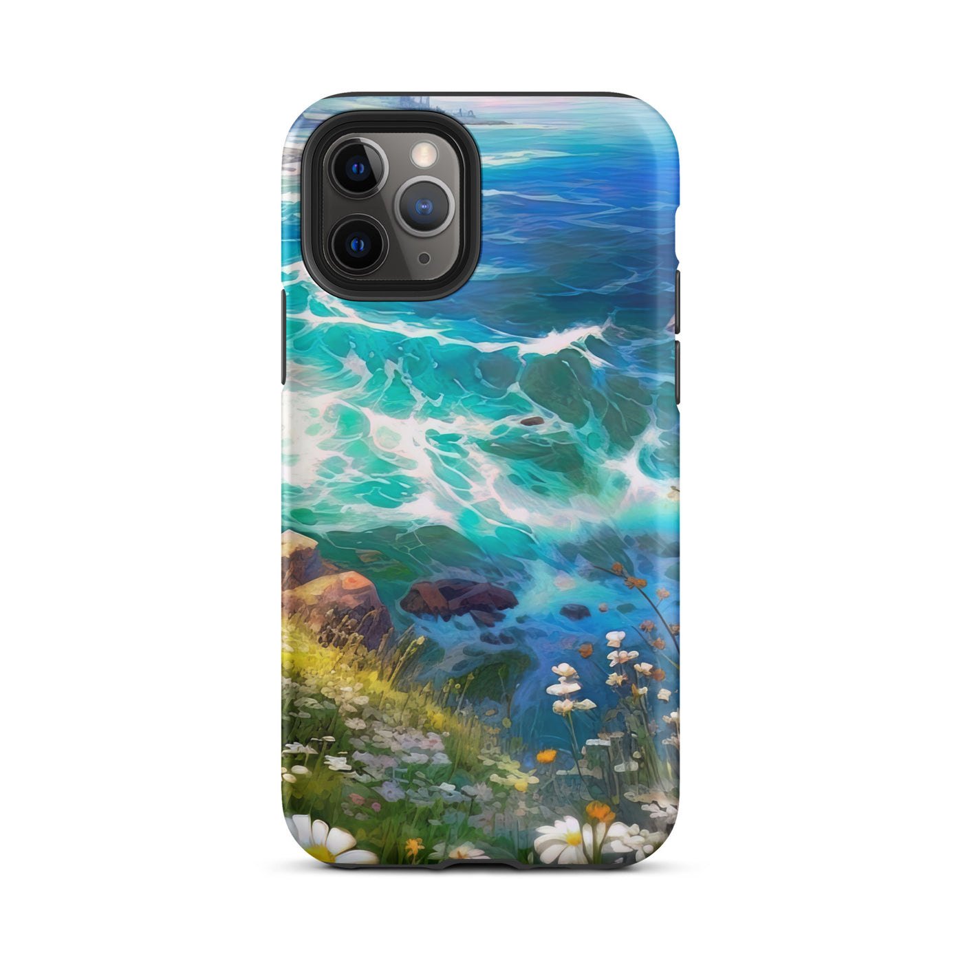 Berge, Blumen, Fluss und Steine - Malerei - iPhone Schutzhülle (robust) camping xxx iPhone 11 Pro