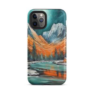 Berglandschaft und Zelte - Nachtstimmung - Landschaftsmalerei - iPhone Schutzhülle (robust) camping xxx iPhone 11 Pro