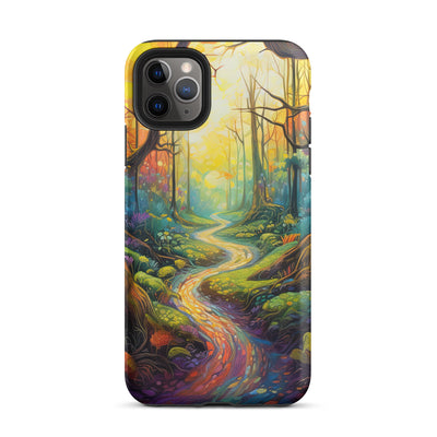 Wald und Wanderweg - Bunte, farbenfrohe Malerei - iPhone Schutzhülle (robust) camping xxx iPhone 11 Pro Max