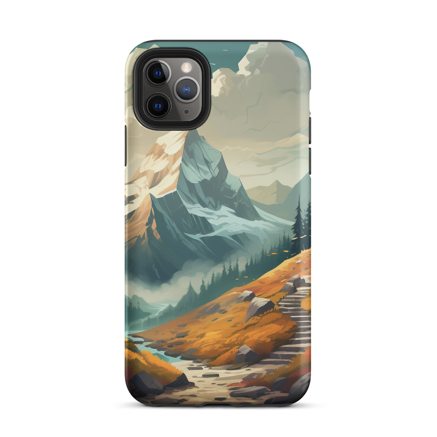 Berge, Wald und Wanderweg - Malerei - iPhone Schutzhülle (robust) berge xxx iPhone 11 Pro Max