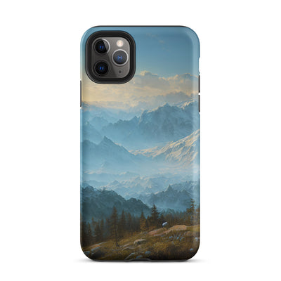 Schöne Berge mit Nebel bedeckt - Ölmalerei - iPhone Schutzhülle (robust) berge xxx iPhone 11 Pro Max