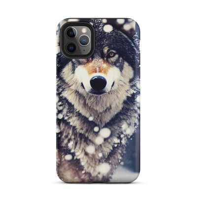 Wolf im Schnee - Episches Foto - iPhone Schutzhülle (robust) camping xxx iPhone 11 Pro Max