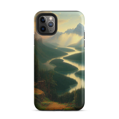 Landschaft mit Bergen, See und viel grüne Natur - Malerei - iPhone Schutzhülle (robust) berge xxx iPhone 11 Pro Max