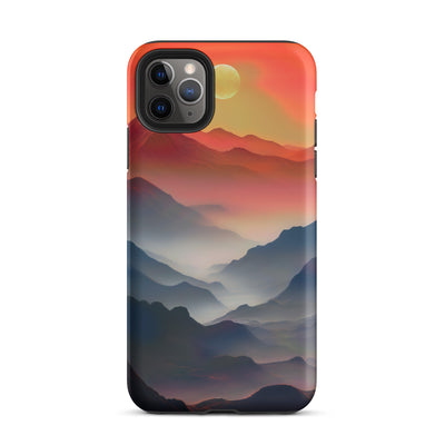 Sonnteruntergang, Gebirge und Nebel - Landschaftsmalerei - iPhone Schutzhülle (robust) berge xxx iPhone 11 Pro Max