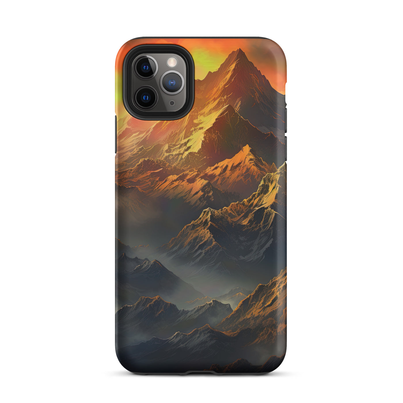 Wunderschöne Himalaya Gebirge im Nebel und Sonnenuntergang - Malerei - iPhone Schutzhülle (robust) berge xxx iPhone 11 Pro Max