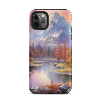 Landschaftsmalerei - Berge, Bäume, Bergsee und Herbstfarben - iPhone Schutzhülle (robust) berge xxx iPhone 11 Pro Max