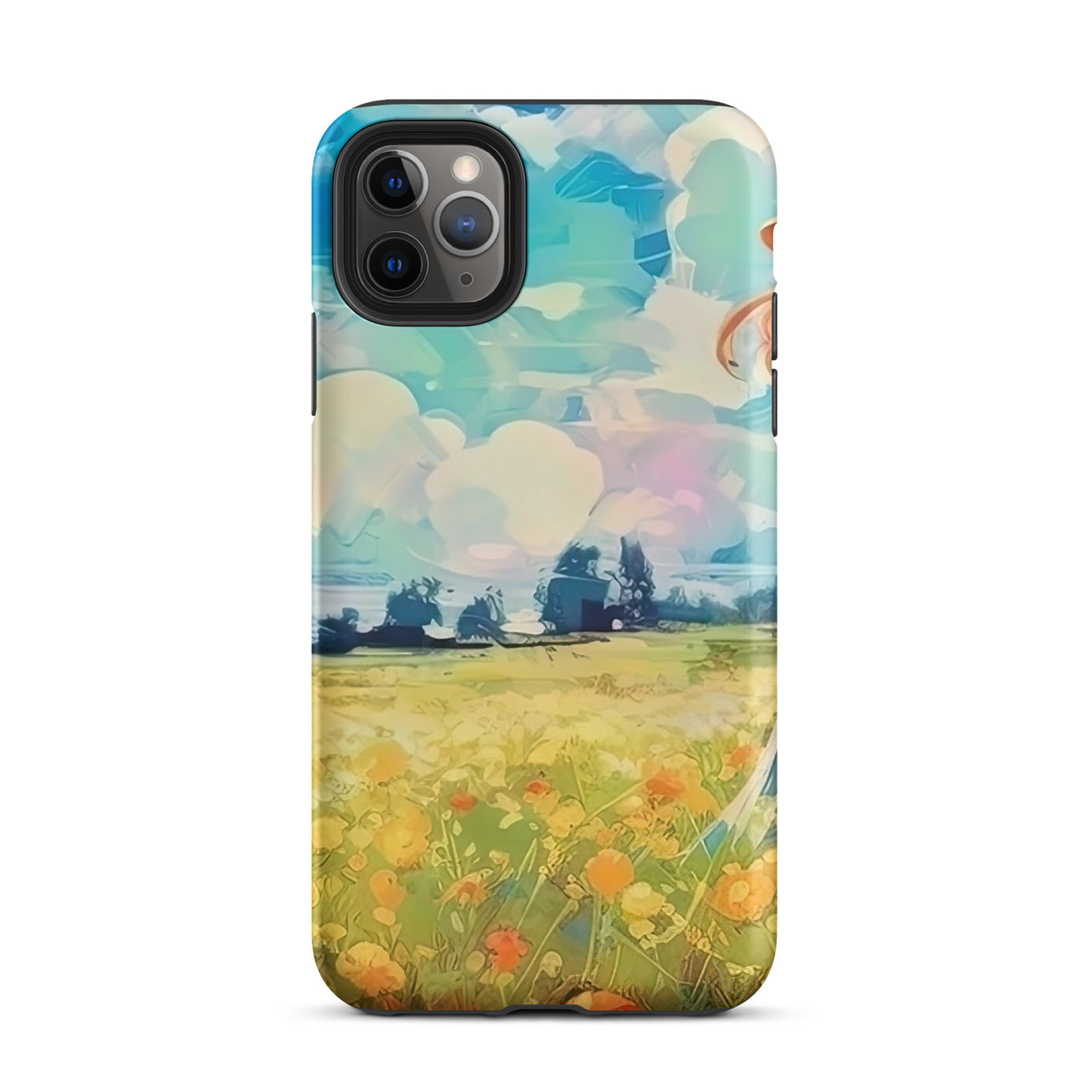 Dame mit Hut im Feld mit Blumen - Landschaftsmalerei - iPhone Schutzhülle (robust) camping xxx iPhone 11 Pro Max