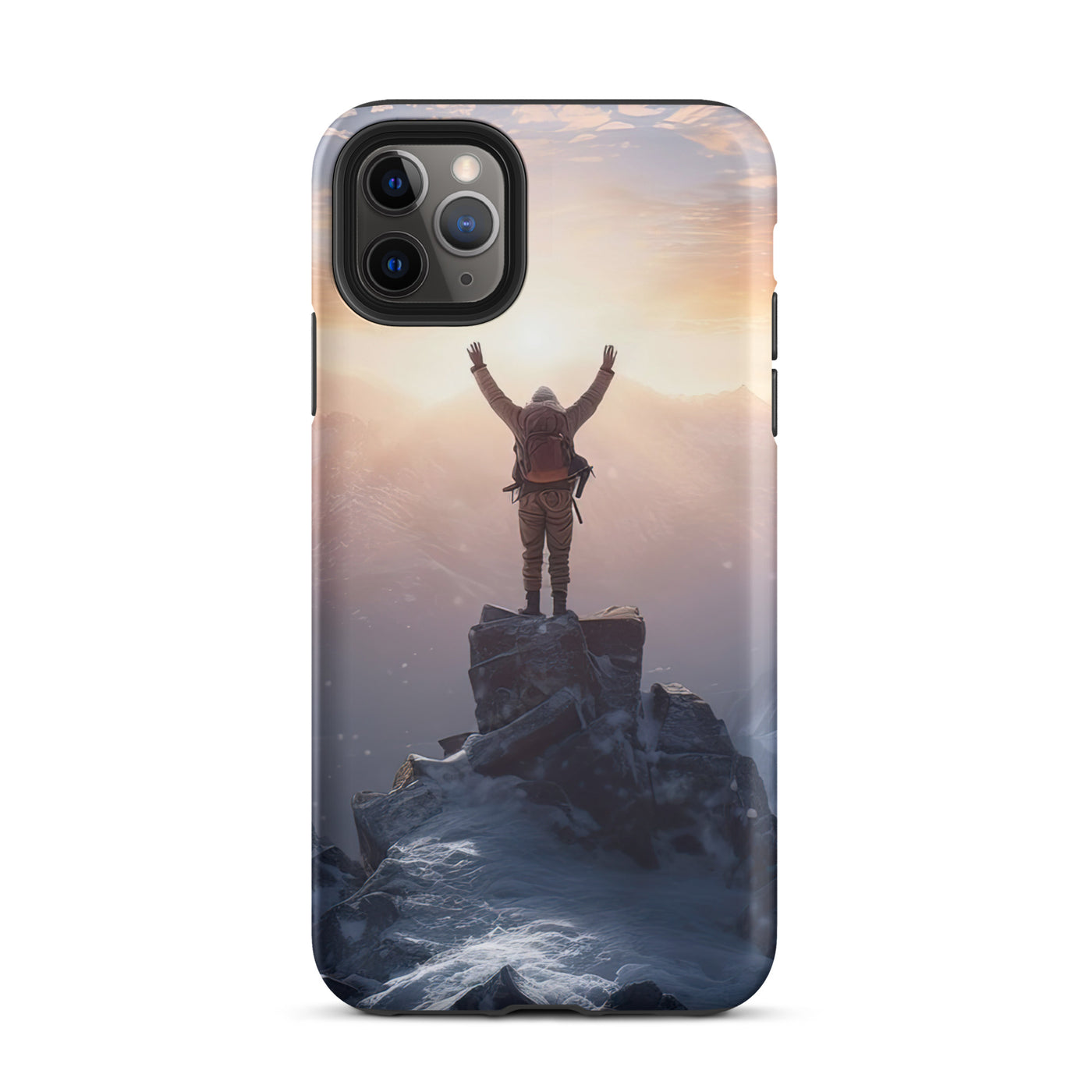 Mann auf der Spitze eines Berges - Landschaftsmalerei - iPhone Schutzhülle (robust) berge xxx iPhone 11 Pro Max
