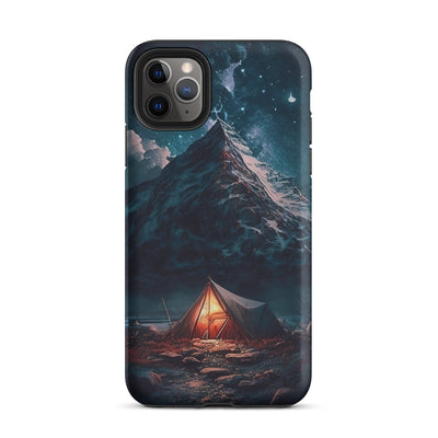 Zelt und Berg in der Nacht - Sterne am Himmel - Landschaftsmalerei - iPhone Schutzhülle (robust) camping xxx iPhone 11 Pro Max