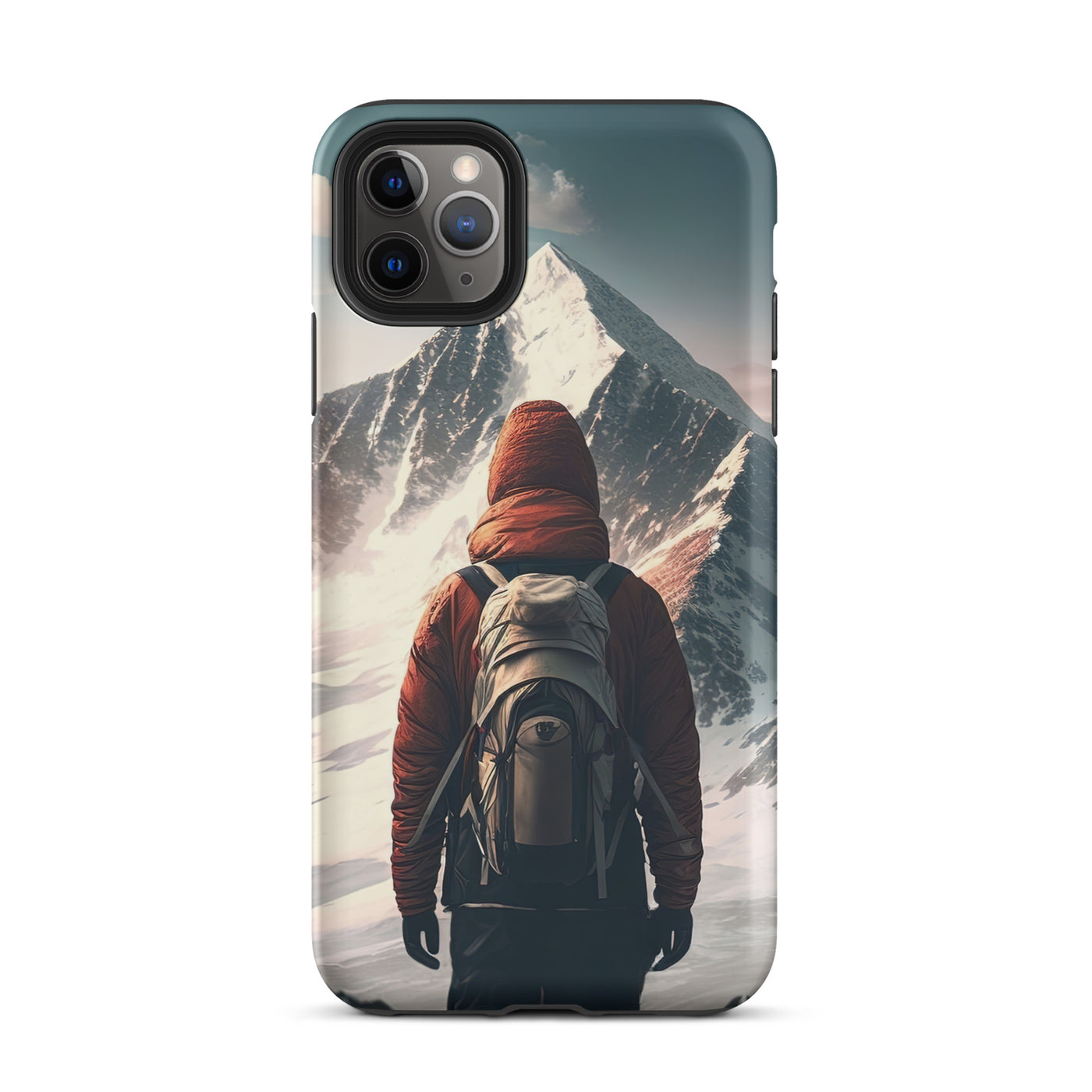 Wanderer von hinten vor einem Berg - Malerei - iPhone Schutzhülle (robust) berge xxx iPhone 11 Pro Max