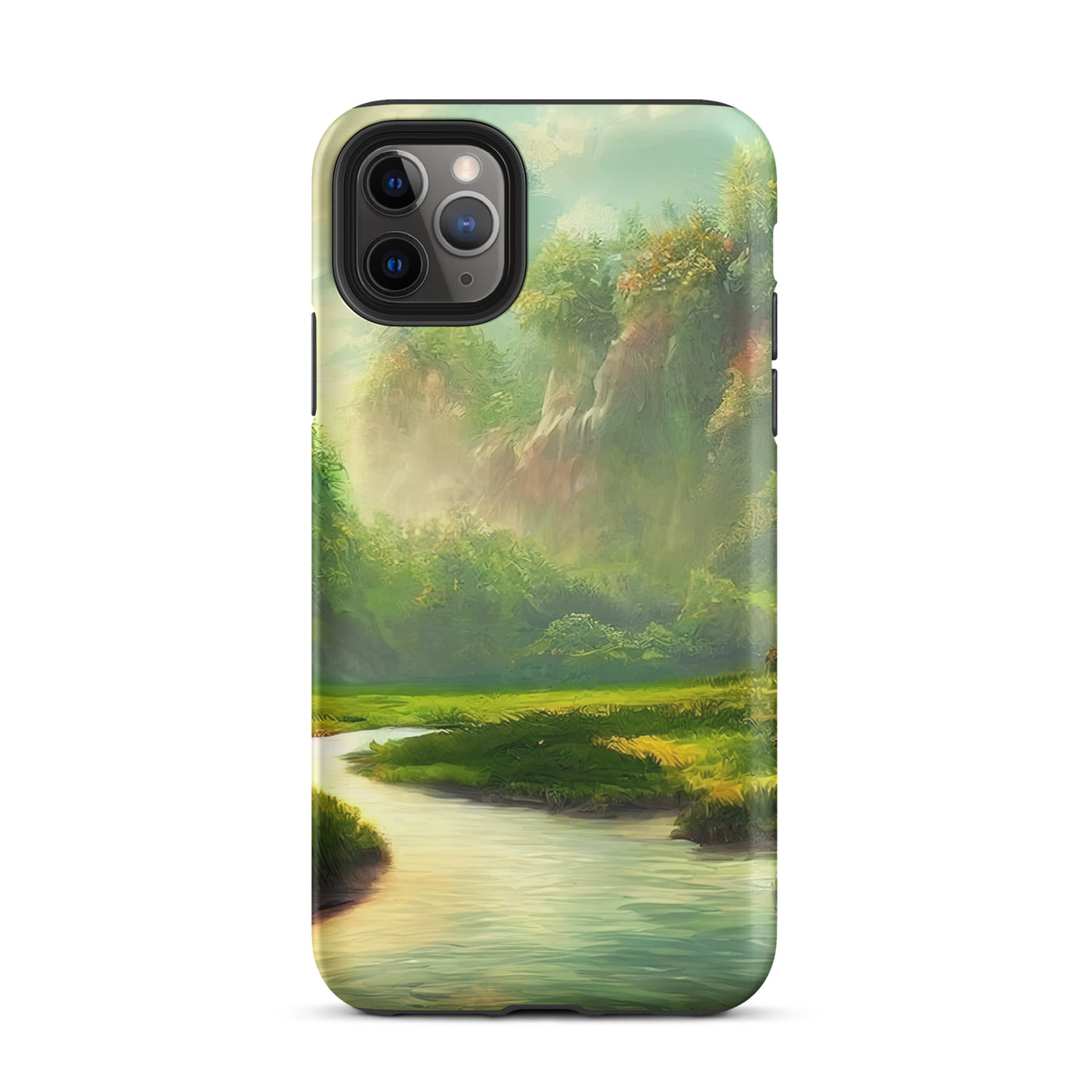 Bach im tropischen Wald - Landschaftsmalerei - iPhone Schutzhülle (robust) camping xxx iPhone 11 Pro Max