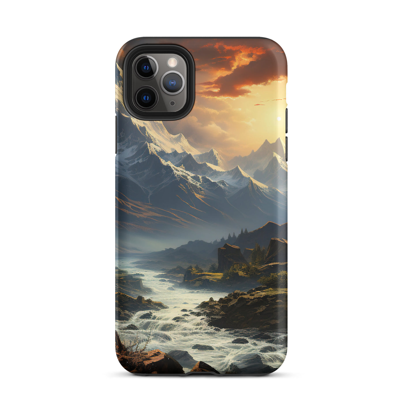 Berge, Sonne, steiniger Bach und Wolken - Epische Stimmung - iPhone Schutzhülle (robust) berge xxx iPhone 11 Pro Max