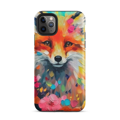 Schöner Fuchs im Blumenfeld - Farbige Malerei - iPhone Schutzhülle (robust) camping xxx iPhone 11 Pro Max