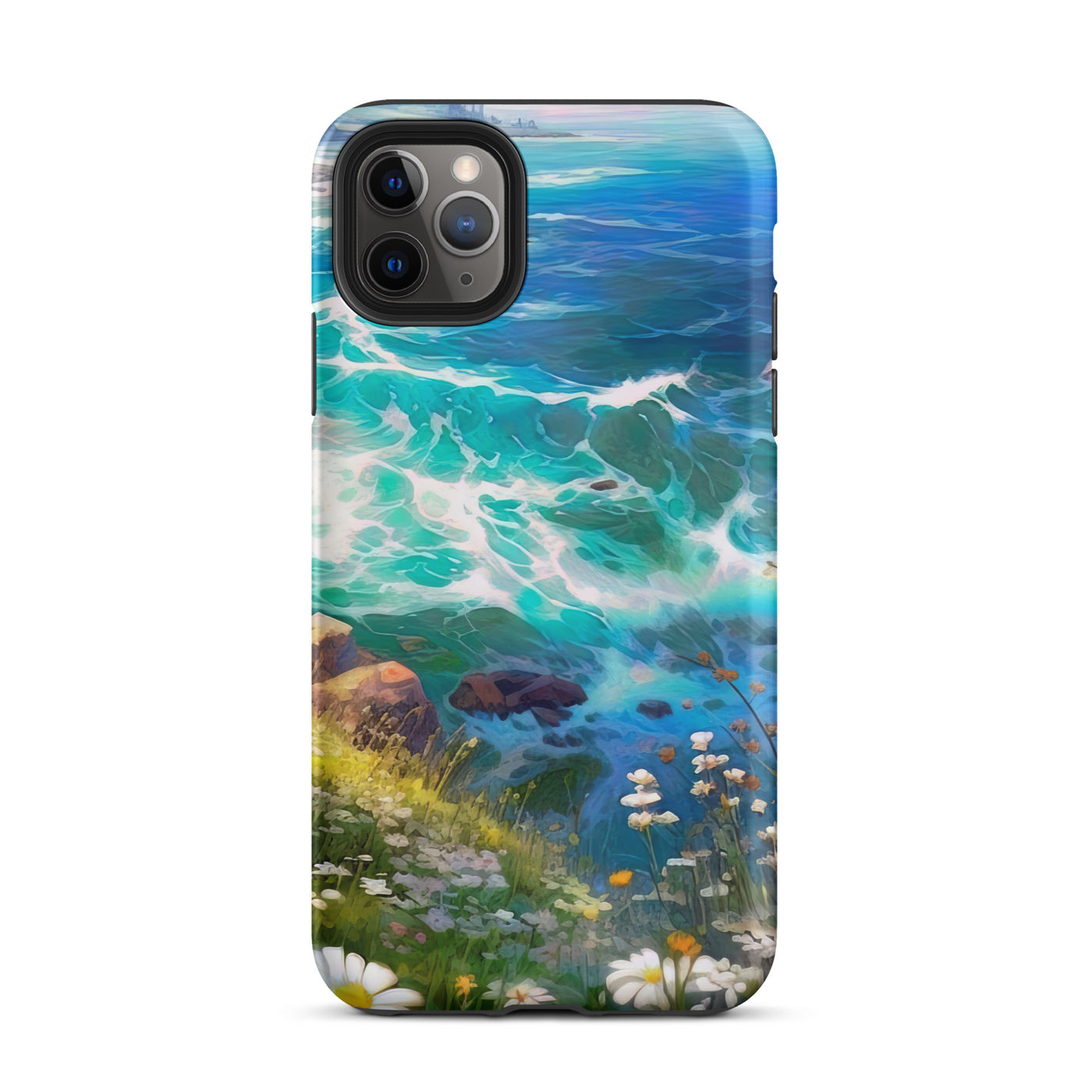 Berge, Blumen, Fluss und Steine - Malerei - iPhone Schutzhülle (robust) camping xxx iPhone 11 Pro Max