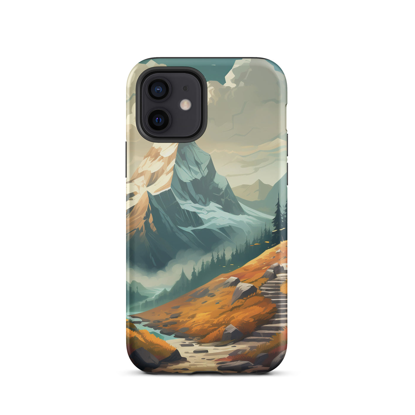 Berge, Wald und Wanderweg - Malerei - iPhone Schutzhülle (robust) berge xxx iPhone 12