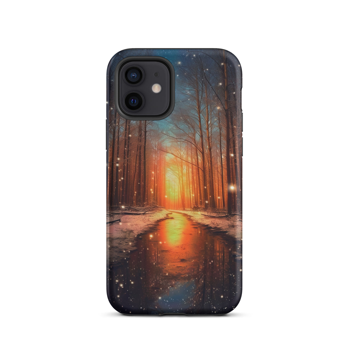 Bäume im Winter, Schnee, Sonnenaufgang und Fluss - iPhone Schutzhülle (robust) camping xxx iPhone 12