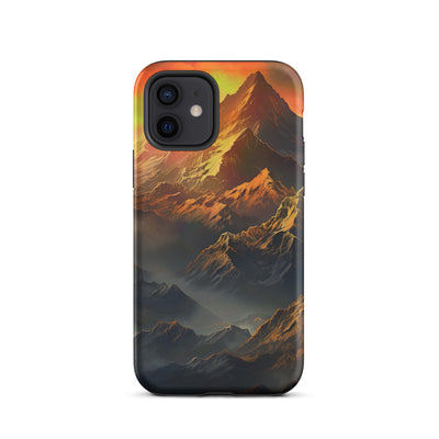Wunderschöne Himalaya Gebirge im Nebel und Sonnenuntergang - Malerei - iPhone Schutzhülle (robust) berge xxx iPhone 12