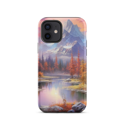 Landschaftsmalerei - Berge, Bäume, Bergsee und Herbstfarben - iPhone Schutzhülle (robust) berge xxx iPhone 12