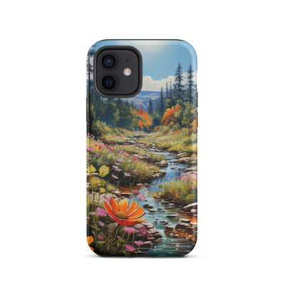 Berge, schöne Blumen und Bach im Wald - iPhone Schutzhülle (robust) berge xxx iPhone 12