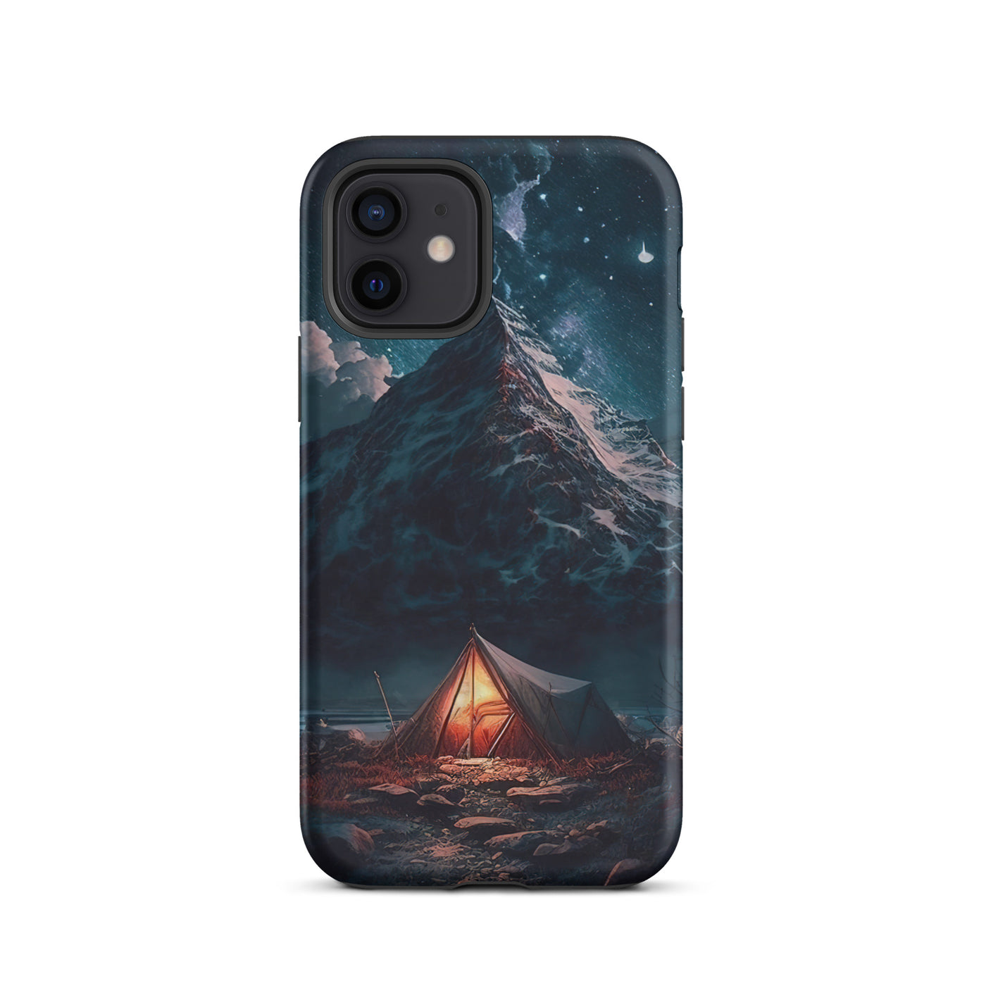 Zelt und Berg in der Nacht - Sterne am Himmel - Landschaftsmalerei - iPhone Schutzhülle (robust) camping xxx iPhone 12