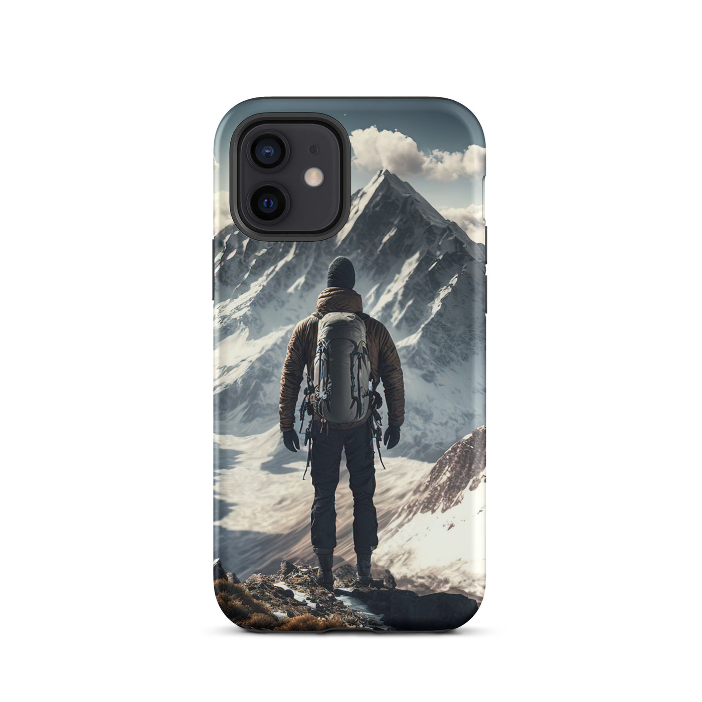 Wanderer auf Berg von hinten - Malerei - iPhone Schutzhülle (robust) berge xxx iPhone 12