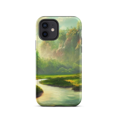 Bach im tropischen Wald - Landschaftsmalerei - iPhone Schutzhülle (robust) camping xxx iPhone 12