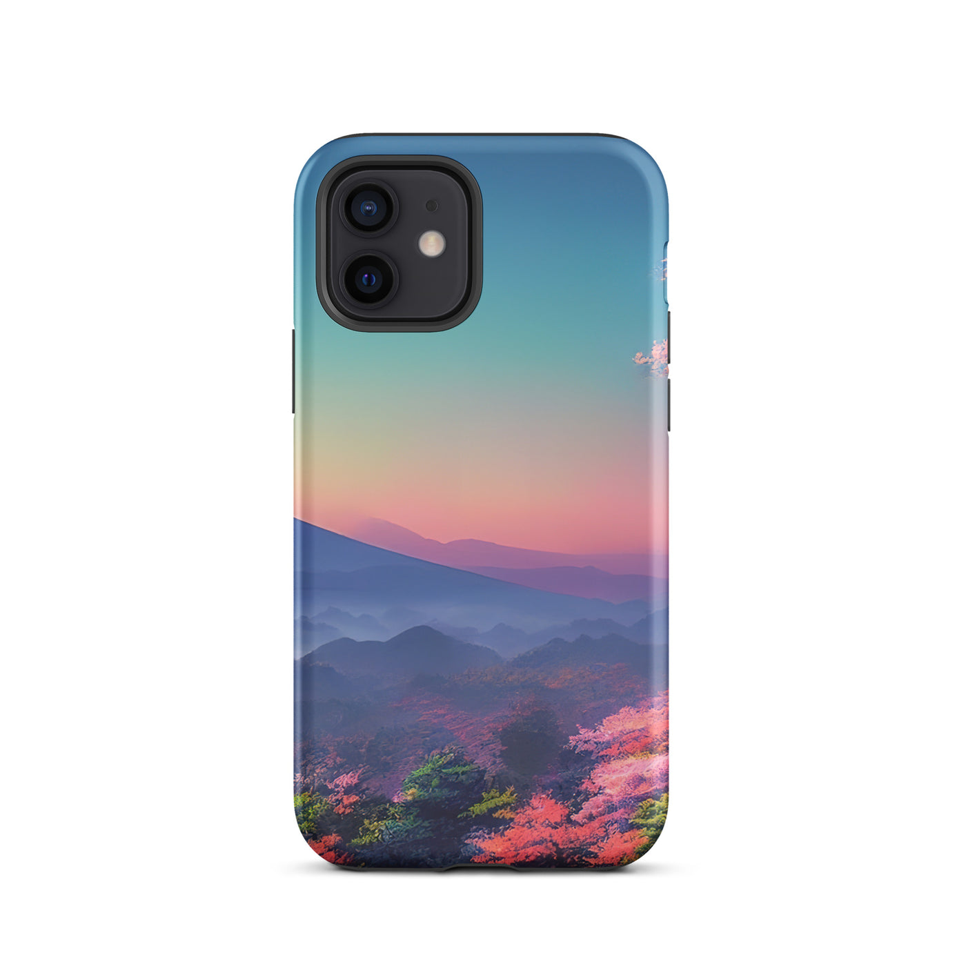 Berg und Wald mit pinken Bäumen - Landschaftsmalerei - iPhone Schutzhülle (robust) berge xxx iPhone 12