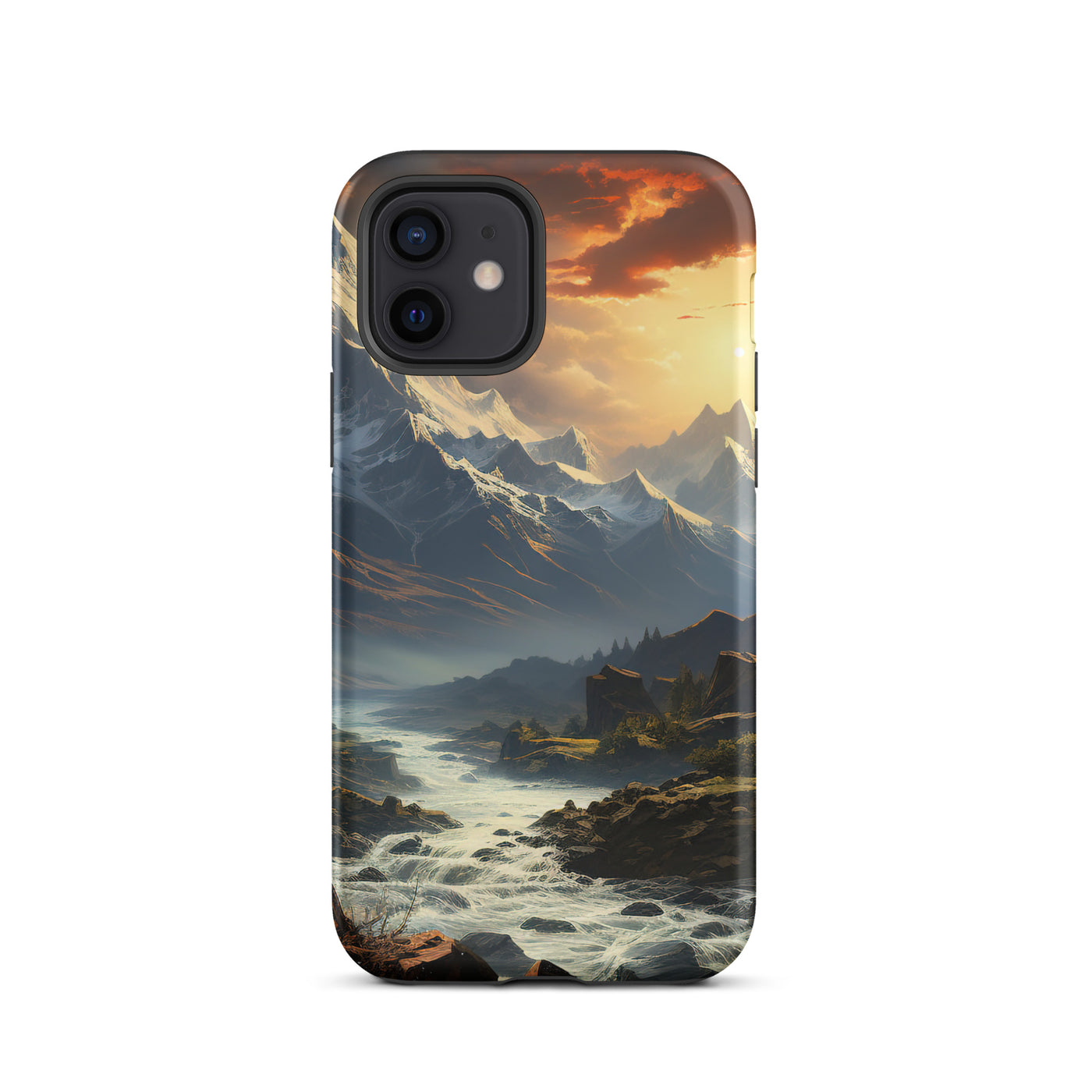 Berge, Sonne, steiniger Bach und Wolken - Epische Stimmung - iPhone Schutzhülle (robust) berge xxx iPhone 12