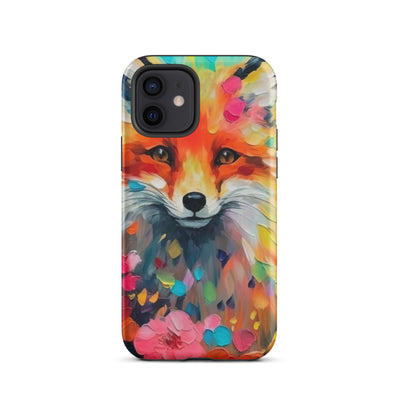 Schöner Fuchs im Blumenfeld - Farbige Malerei - iPhone Schutzhülle (robust) camping xxx iPhone 12