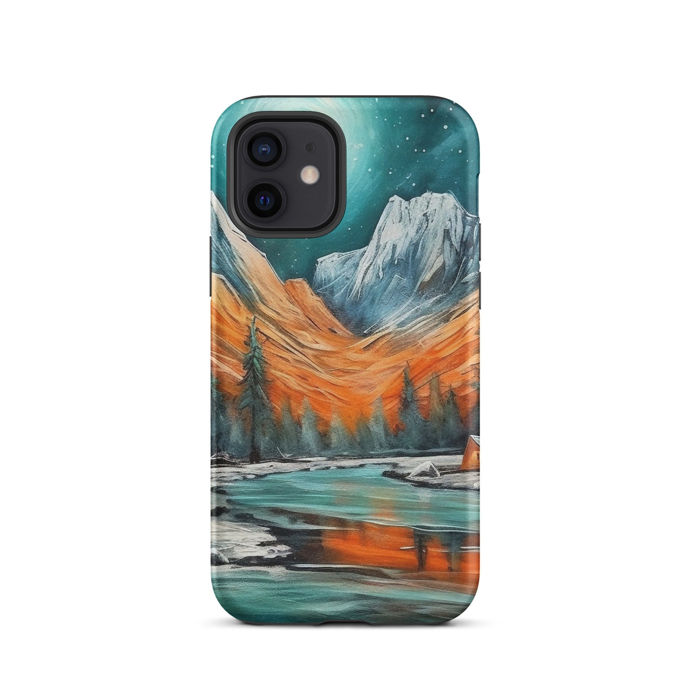 Berglandschaft und Zelte - Nachtstimmung - Landschaftsmalerei - iPhone Schutzhülle (robust) camping xxx iPhone 12
