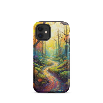 Wald und Wanderweg - Bunte, farbenfrohe Malerei - iPhone Schutzhülle (robust) camping xxx iPhone 12 mini